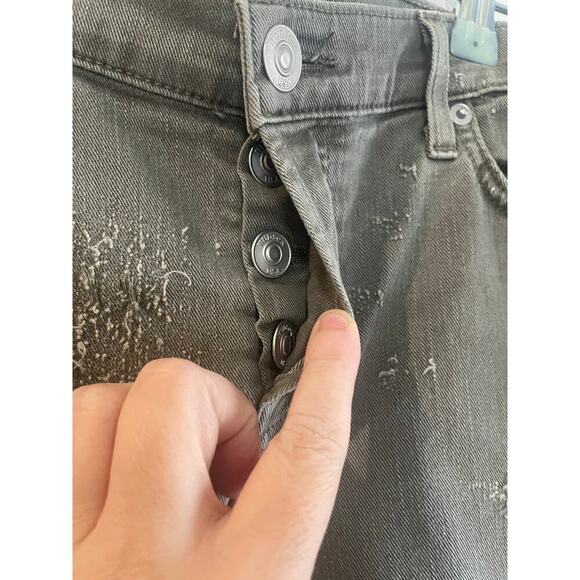 HUDSON Jeans Riley Crop Relaxed Straight Loden Green Destructed Jeans size 27 - Picture 9 of 15